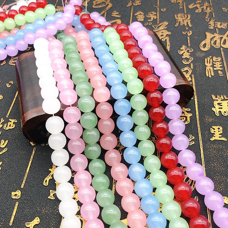 factory wholesale crystal glass beads imitation jade beaded artificial crystal beads bracelet hairpin handmade diy jewelry accessories