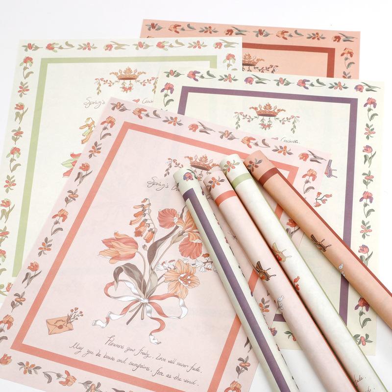 thickened flowers wrapping paper rose kraft paper love in flowers dacal paper handicraft diy material cross-border