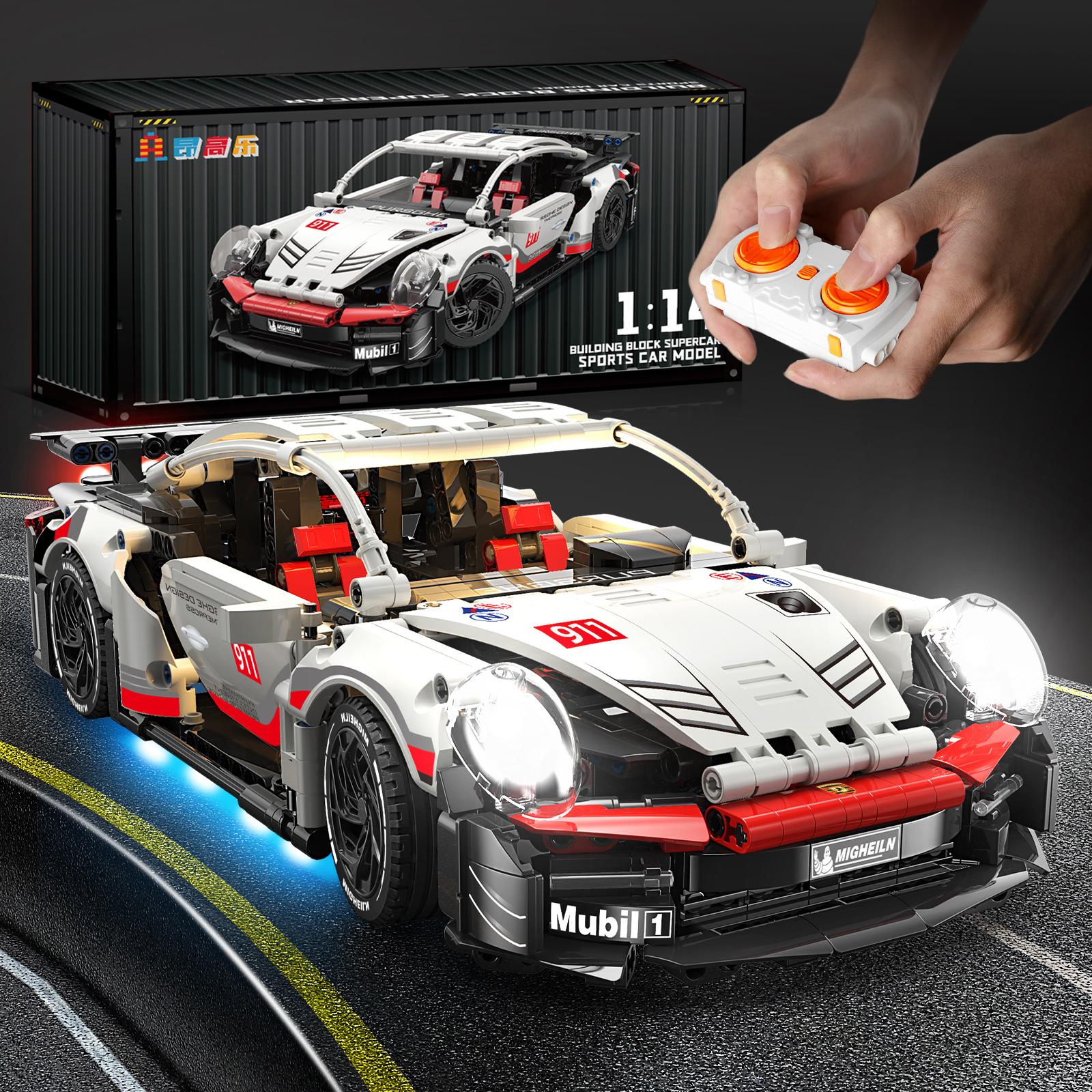 compatible with lego porsche 911 sports car building blocks boys' puzzle assembly remote control racing car model diy toys wholesale