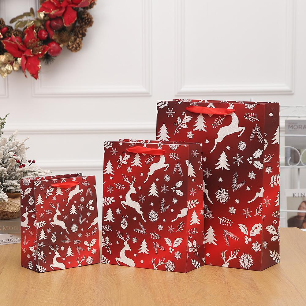 christmas gift bag hand-held packing bags candy gift bags apple packaging creative ivory board bag kraft paper bag Specification drawing