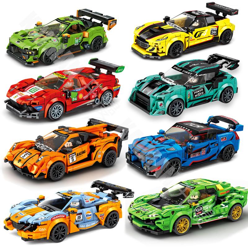 compatible with lego building blocks racing car children educational assembly small particle boy car elementary school toy wholesale