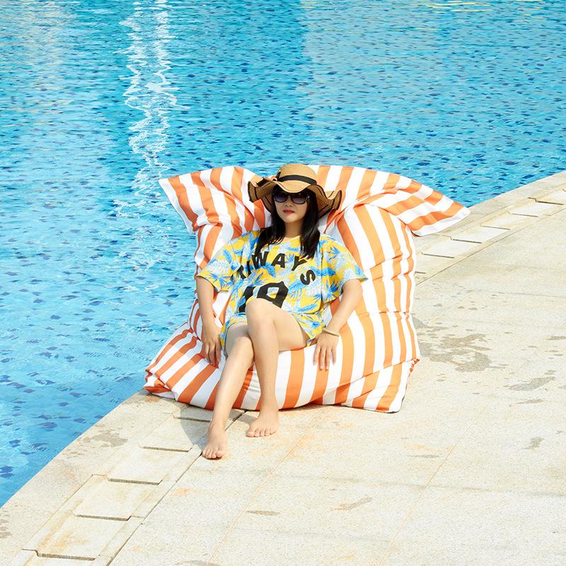 outdoor rectangular striped floating square bag bean bag lying bed hotel private swimming pool beach floating lazy sofa Application Scenario