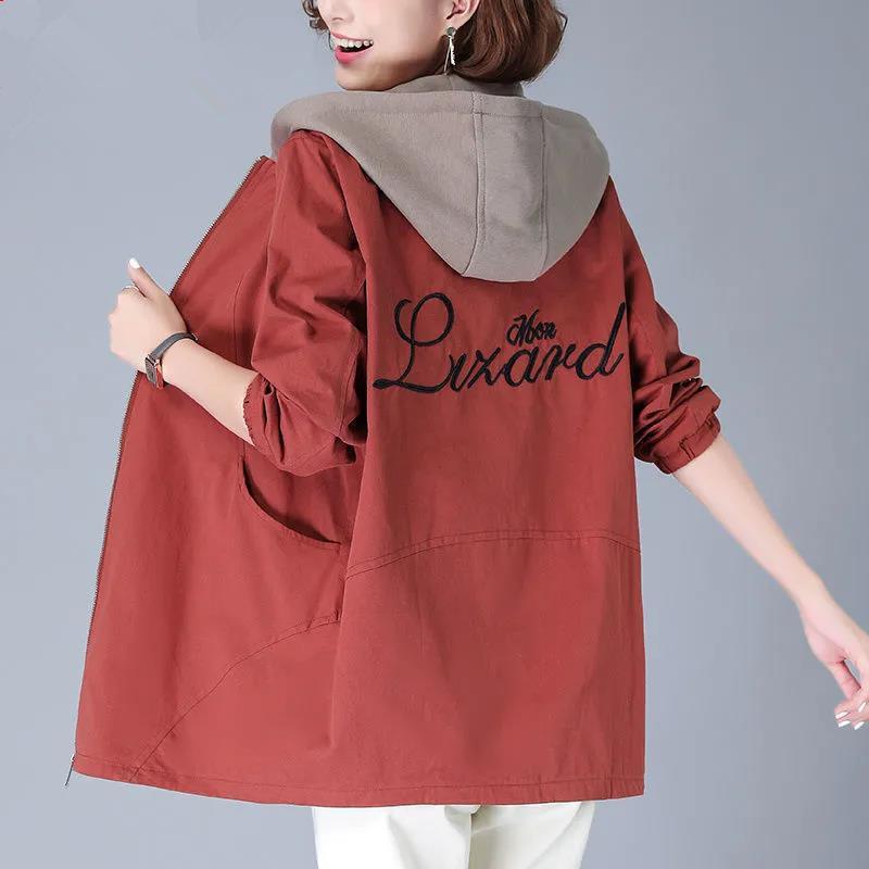 autumn and winter thickening embroidery multicolor jacket women's new fashionable stylish loose slimming mid-length plus size chubby girl jacket