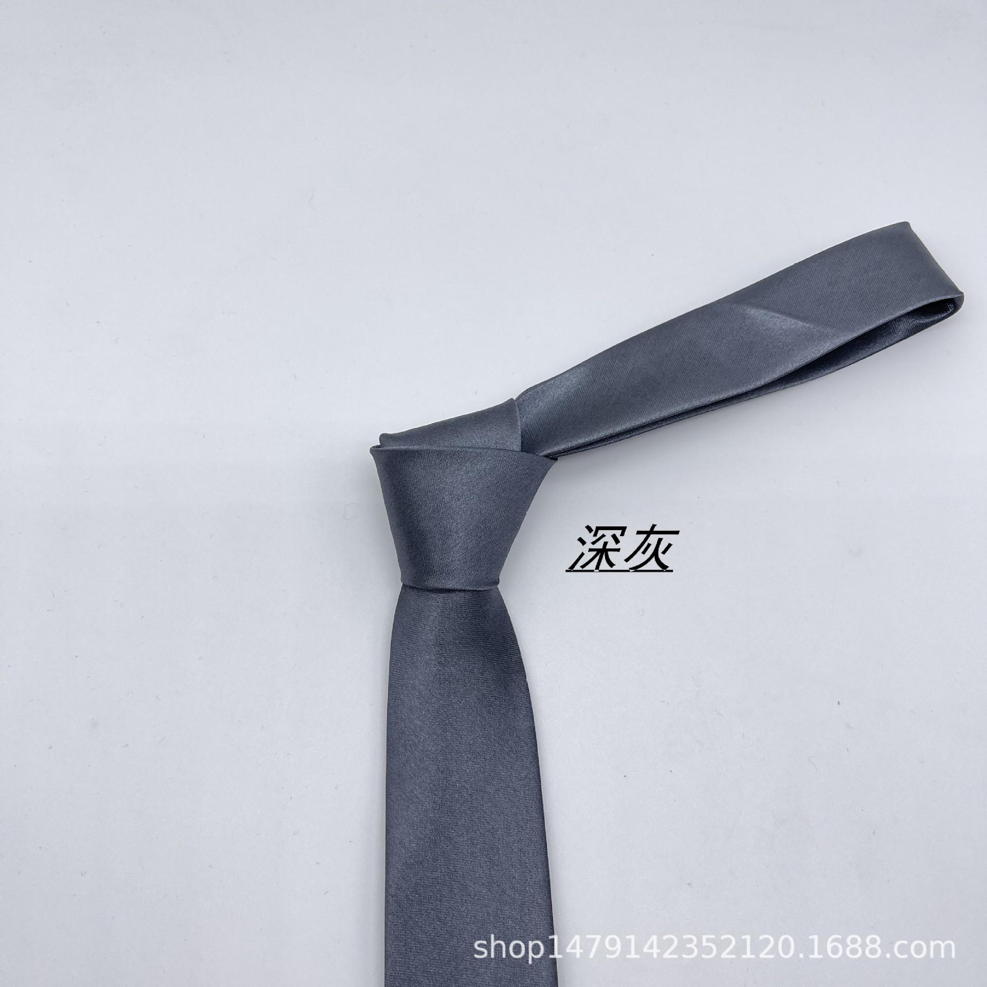 Tie Men's Spot 5cm Korean Style Solid Color Narrow Tie Casual Small Necktie Black 5cm Groom Wholesale Item Picture