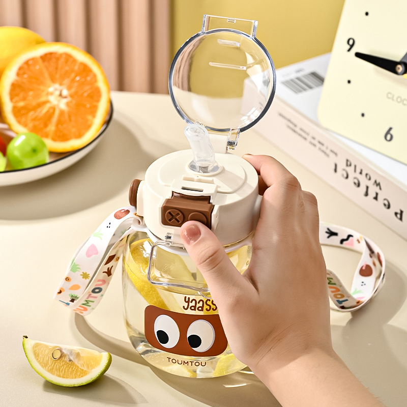 Y217-1550 water cup for students, high appearance level, cartoon double plastic water bottle for both men and women, cute, portable and large capacity Specification image
