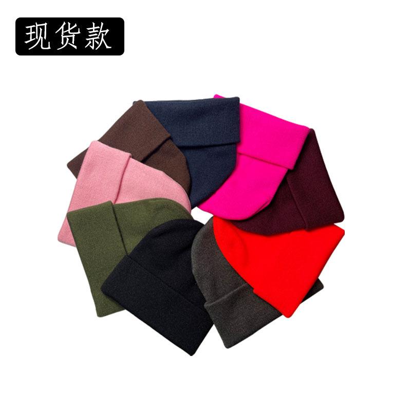 new acrylic cotton knitted hat flanging knitted winter outdoors warm hat couple knitted hat manufacturer knitted hat