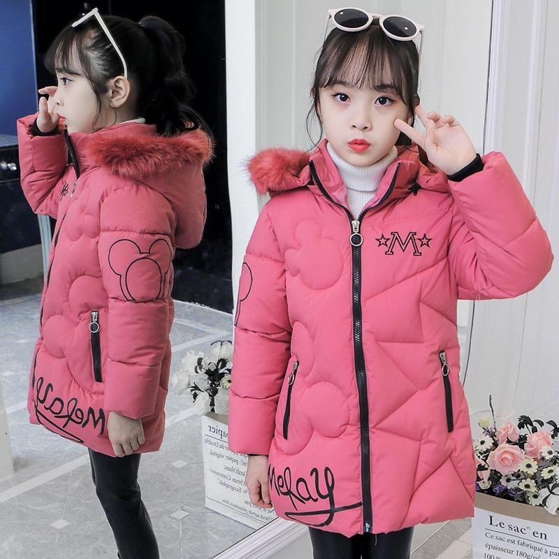 2023 New Winter Clothes Girls' Cotton-Padded Clothes Thickened Mid-Length Children's Cotton-Padded Jacket Baby down Cotton Warm Cotton-Padded Jacket