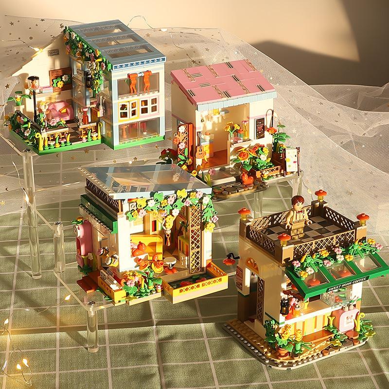compatible with lego building blocks street view building series building blocks flower adult puzzle assembled model toys decoration wholesale