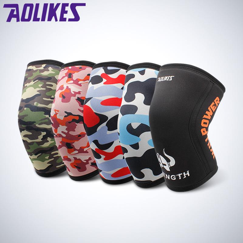 7mm neoprene pressurized knee silicone anti-slip protection lifting kneecap squat workout strength training spot