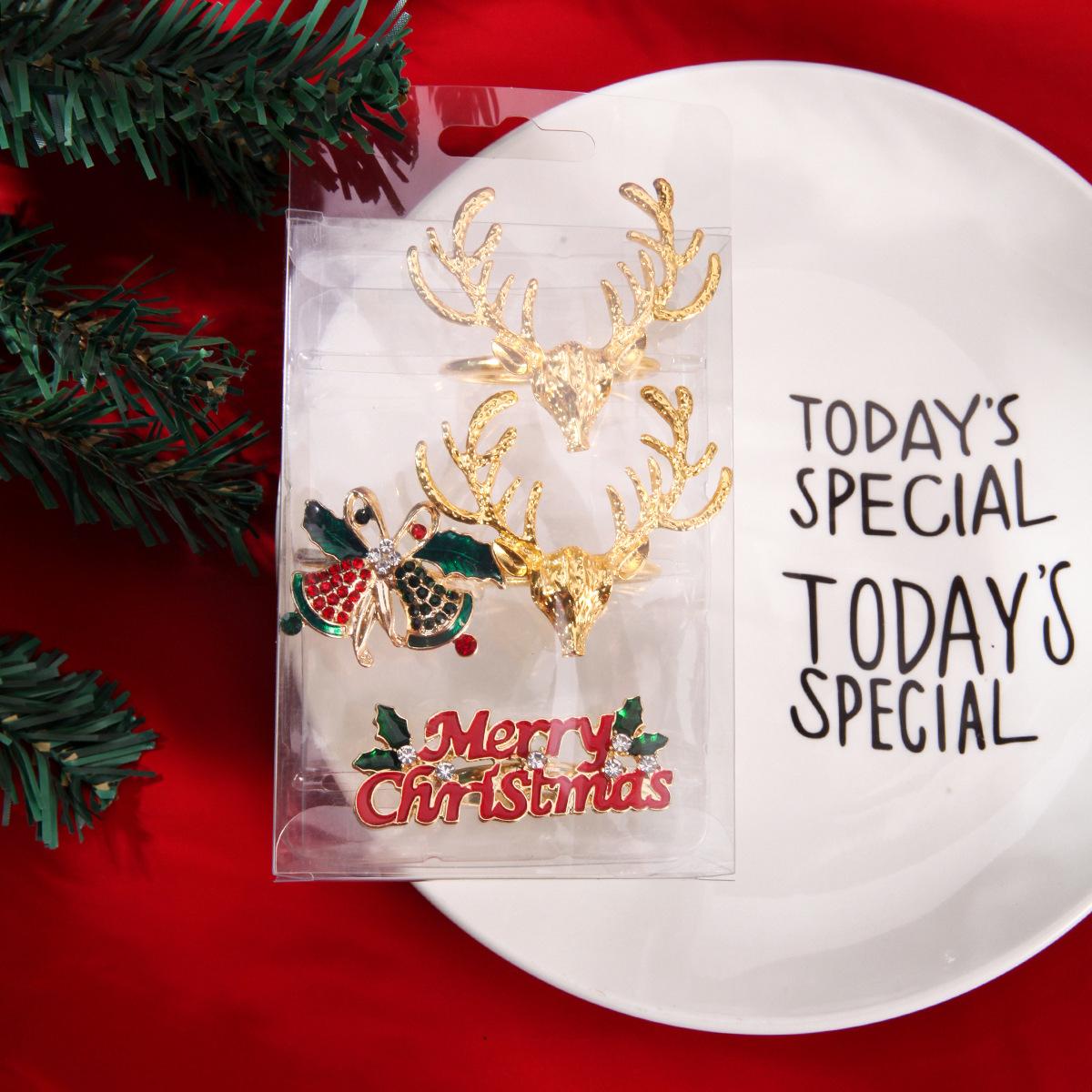amazon new christmas elk napkin ring deer metal napkin ring dining-table decoration napkin ring in stock Specification drawing