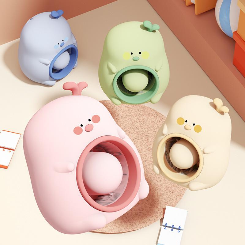 cute little maruko mini fan usb charging turbine wind key chain portable handheld desktop fan