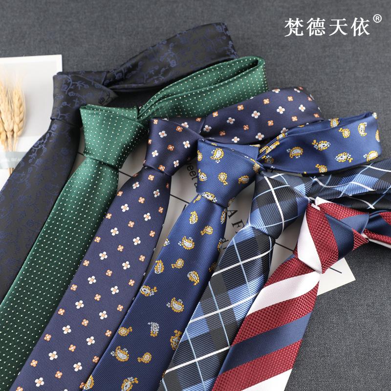 spot men's tie 6cm korean style polyester silk striped team necktie black narrow tie factory wholesale