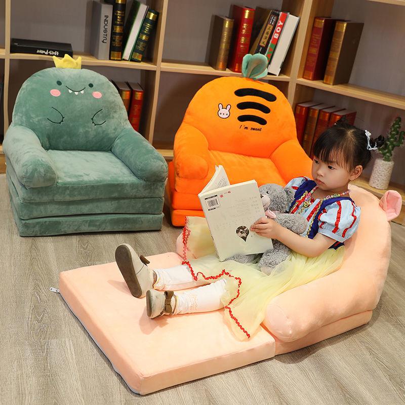 lazy sofa chair folding reclining bedroom tatami bay window reading small cushion children's cartoon back cushion on the ground full figure