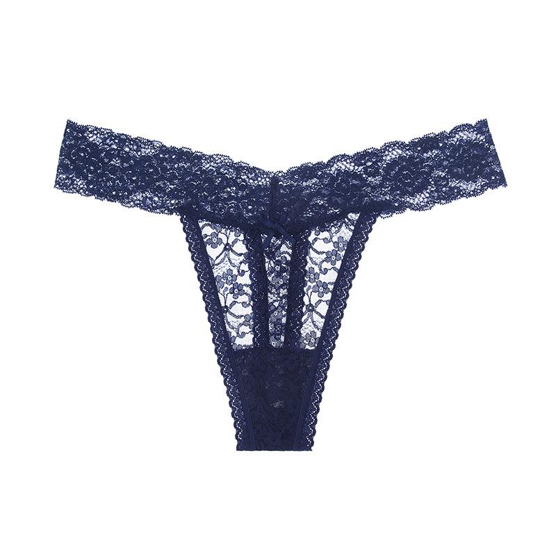 foreign trade supply sexy lace ladies t-back european and american transparent cutout t-shaped panties low waist large size ladies' underwear Application Scenario