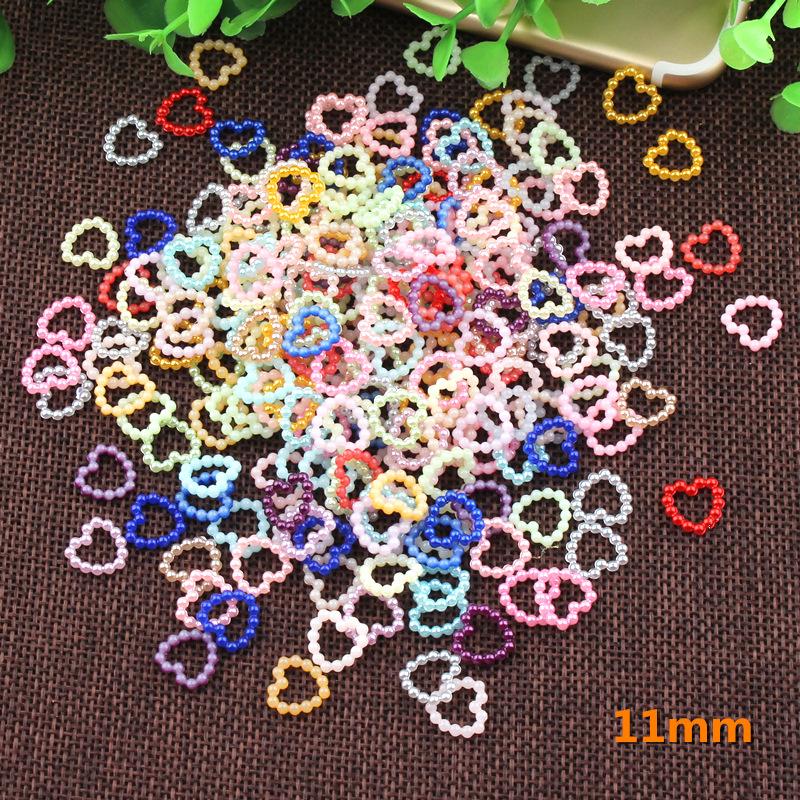 hollow love pearl abs imitation pearl peach heart hand and foot inkpad material package cream glue diy jewelry accessories patch