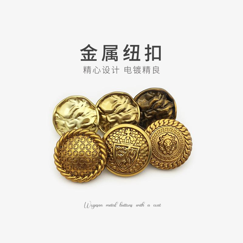 Women's Men's Versatile Trench Coat and Overcoat Coat Sweater Deer Head Lion Head Button High-Grade Metal Irregur rge Buttons details Picture