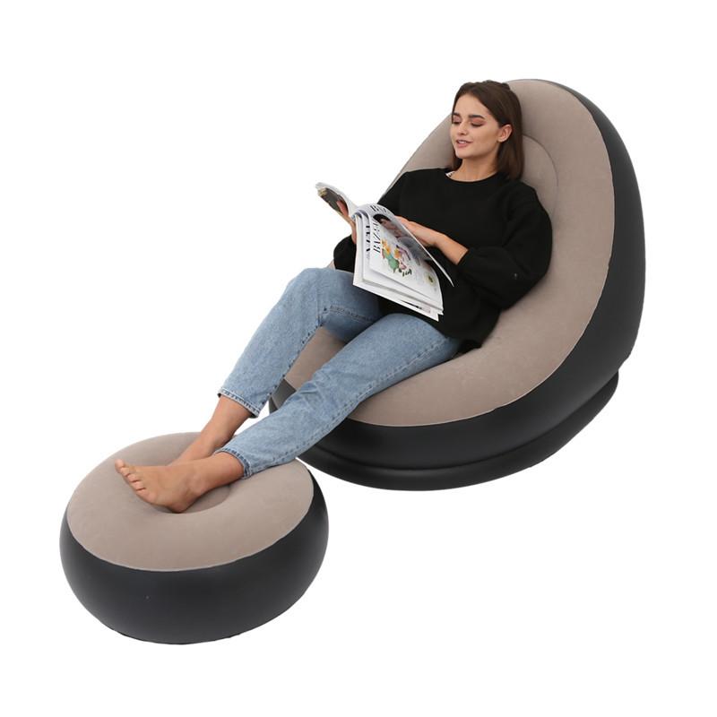 new lazy sofa inflatable foldable recliner outdoor sofa bed with pedal comfortable combination flocking couch Item Picture
