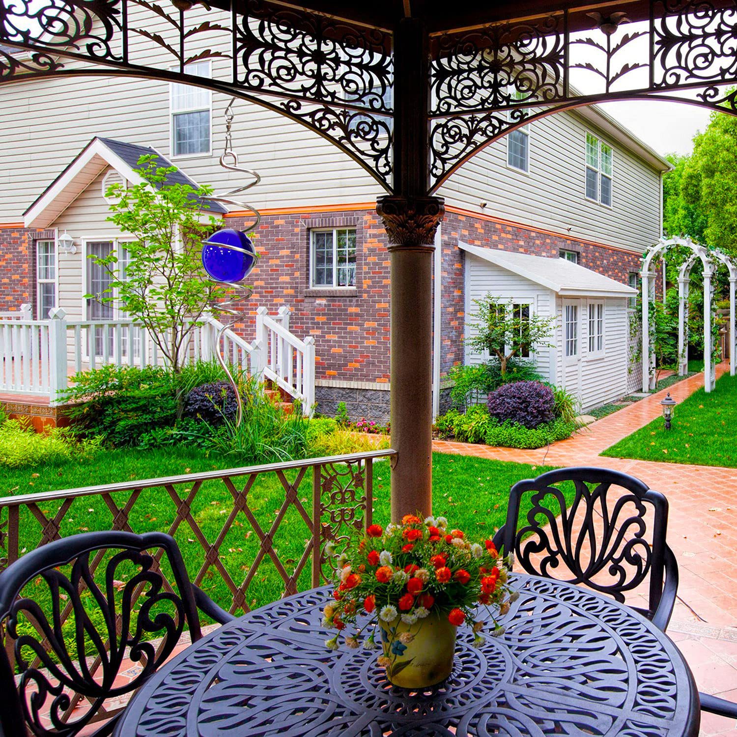 Cross-border bestseller wind chime single Spiral Tail Gazing Ball Spiral Tail decorative wind wheel spiral tail Item Picture
