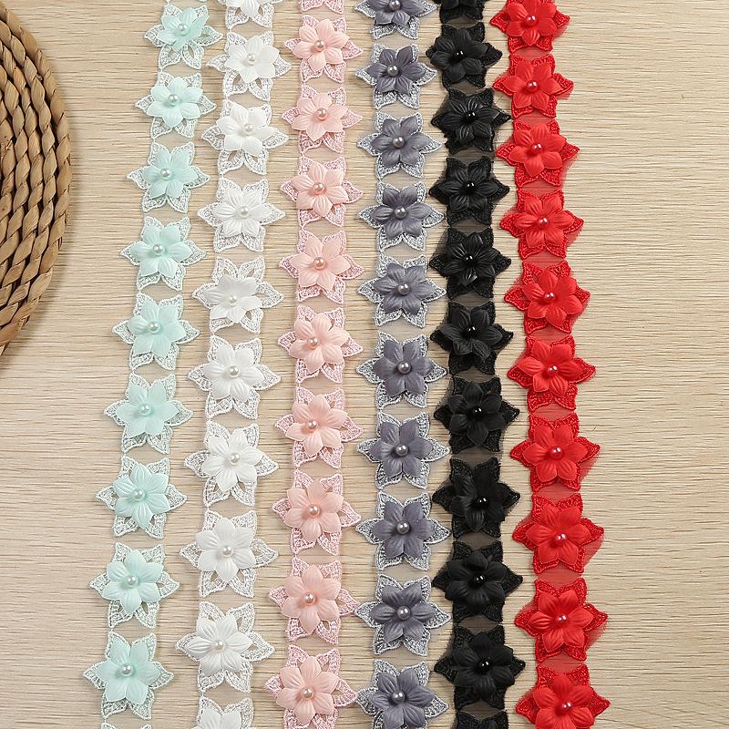 double-layer three-dimensional beaded lace diy clothing sccessories wedding lace polyester headdress organza lace