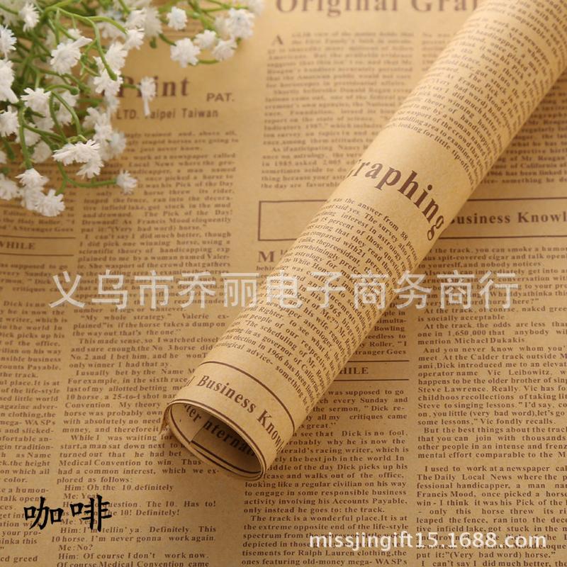 factory wholesale flowers wrapping paper nostalgic english newspaper retro kraft paper flower bouquet packaging materials Application Scenario