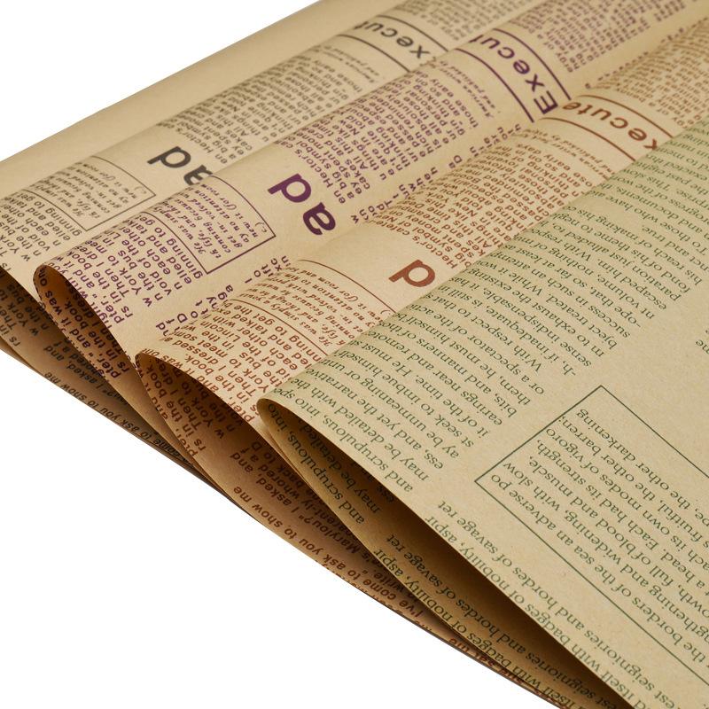 gift flowers wrapping paper flower shop dried flowers bouquet wrapping paper thicken kraft paper retro nostalgic english newspaper details Picture