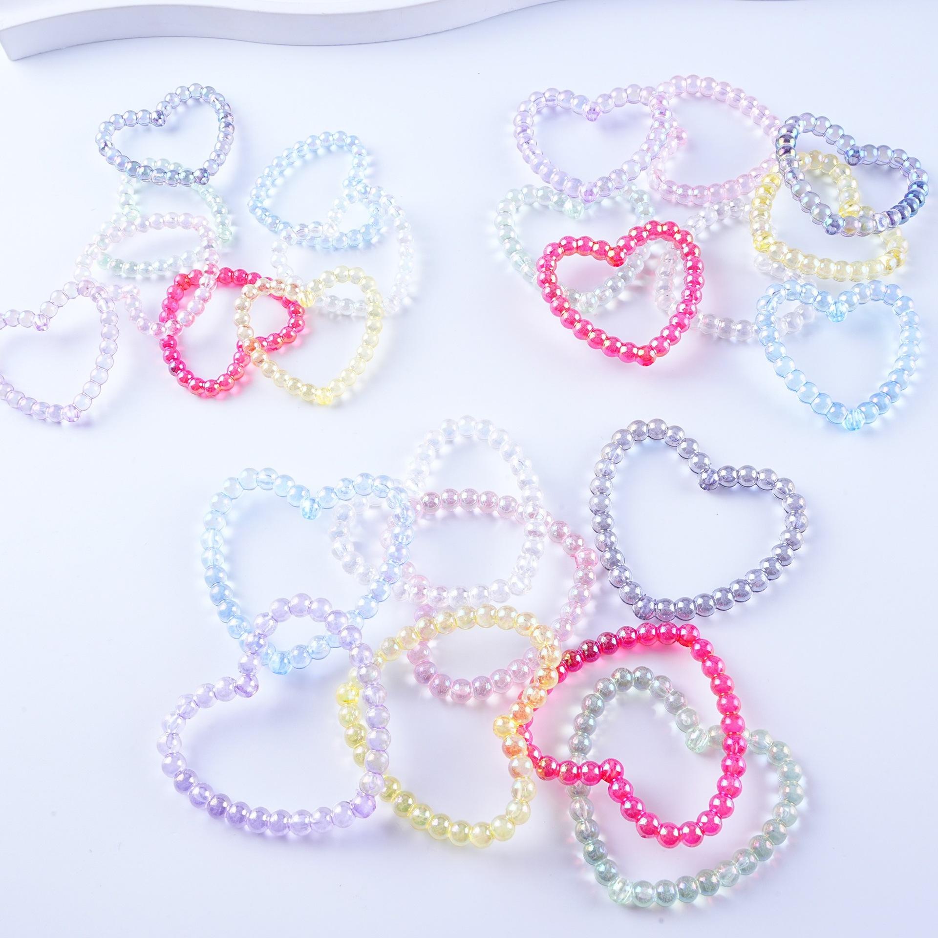 acrylic colorful transparent heart diy mobile phone charm car pendant jewelry accessories straight hole hollow decoration material