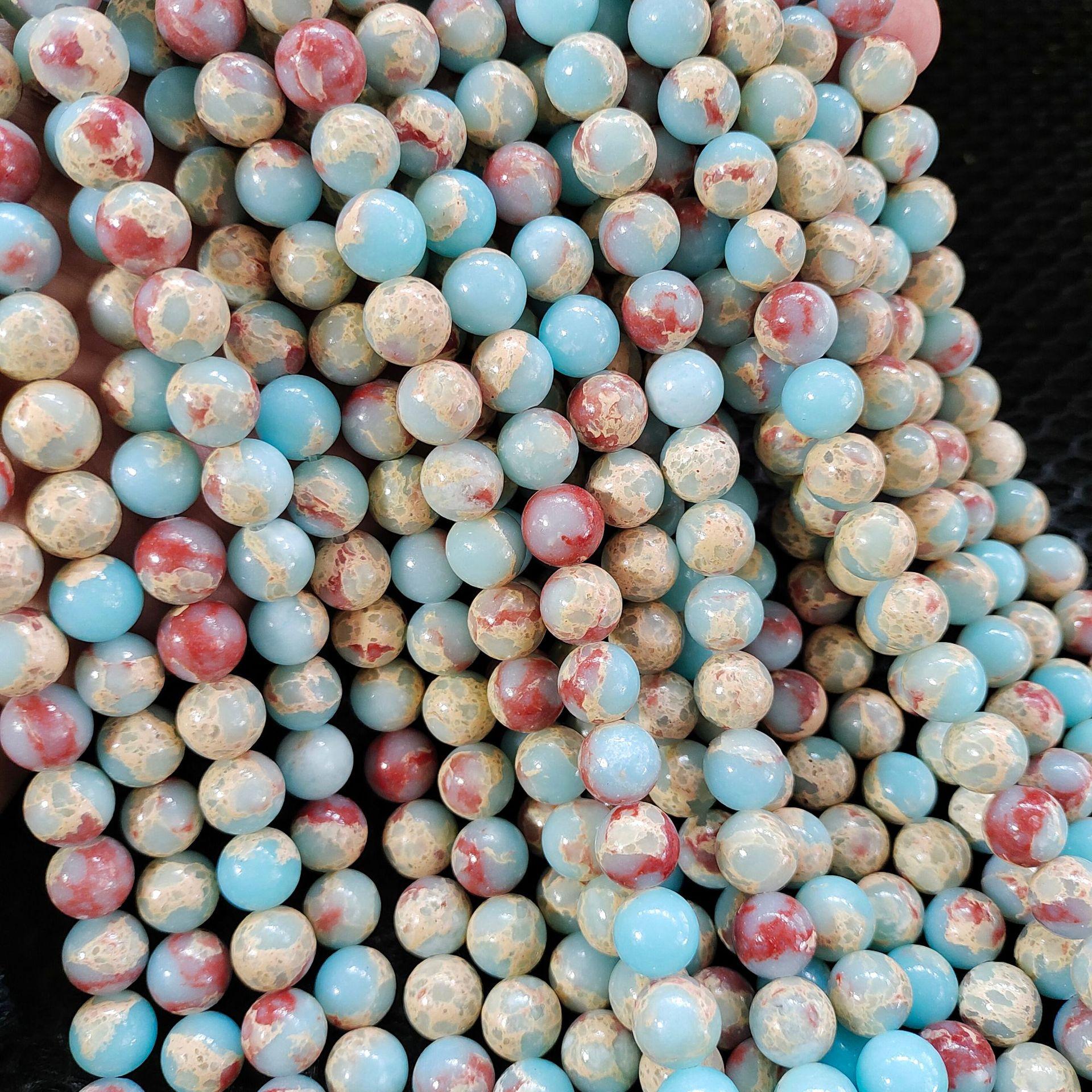 optimized shoushan stone round beads long strip scattered beads blue stone beaded diy handmade bracelet necklace jewelry accessories materials