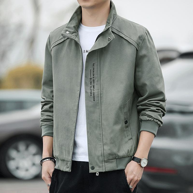 men's coat spring and autumn leisure winter clothing jacket 2023 fleece-lined new overalls clothes trendy men's erect-collar jacket thumbnail