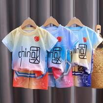 new chinese style children's suit boys and girls exercise jersey suit summer quick-drying two-piece suit training jersey
