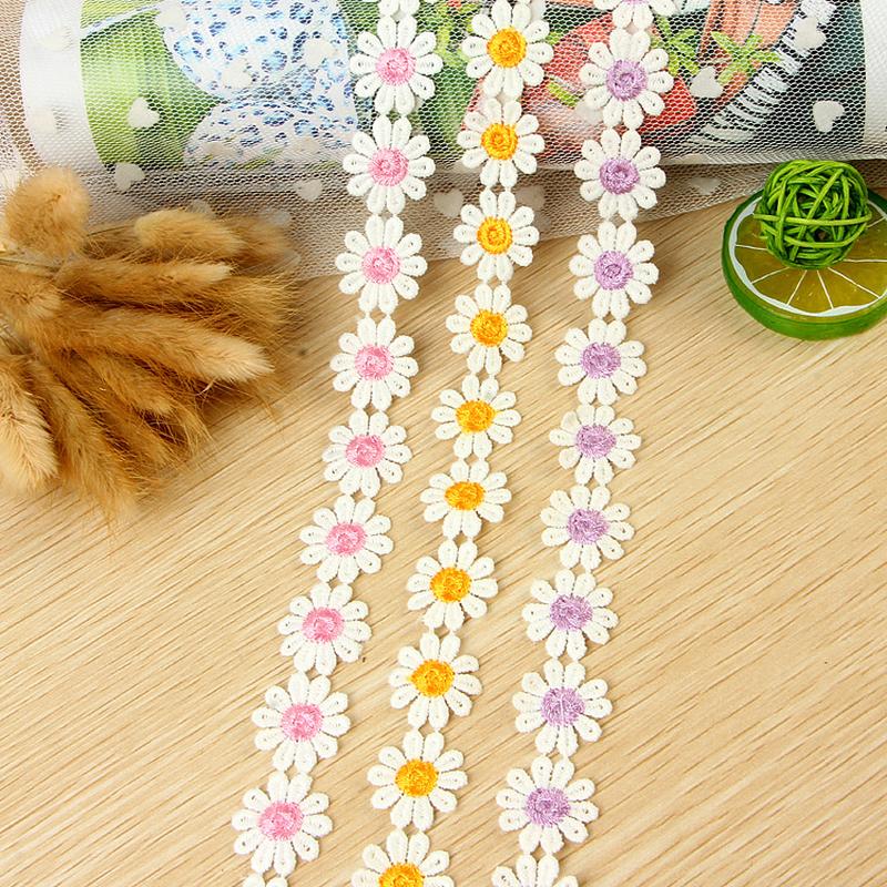 best-selling in stock 2.5cm hot 10-petal multi-color chrysanthemum milk fiber lace color embroidery lace full figure