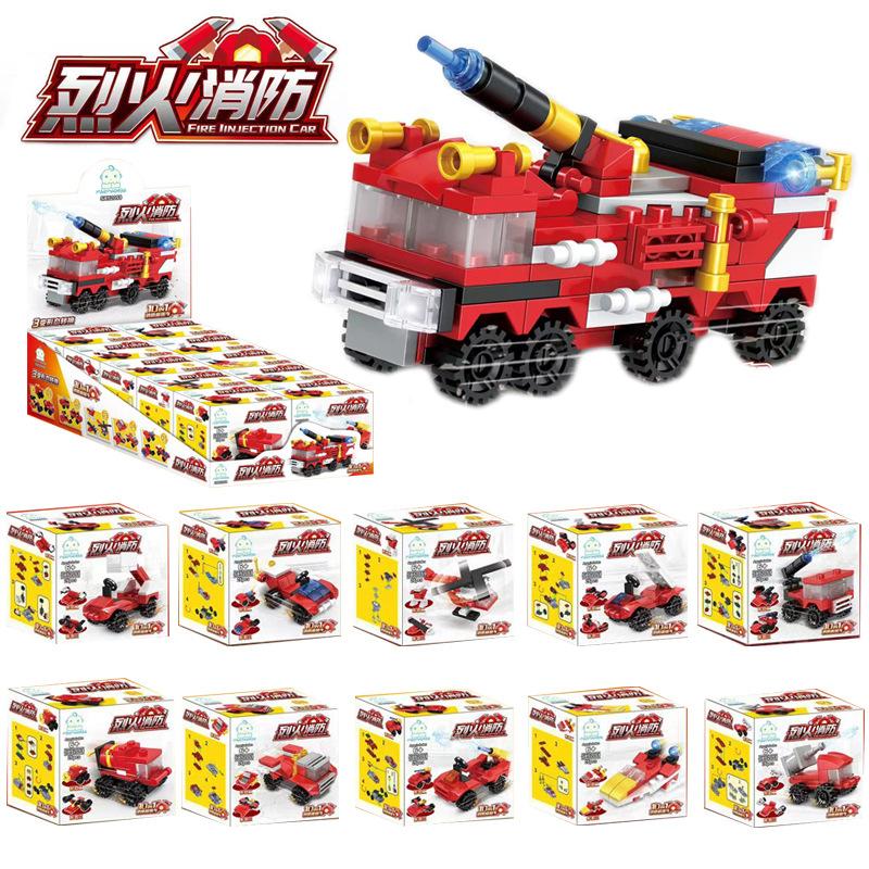 compatible with lego small building block puzzle assembly figure car toy children's special police combination fire truck robot aircraft