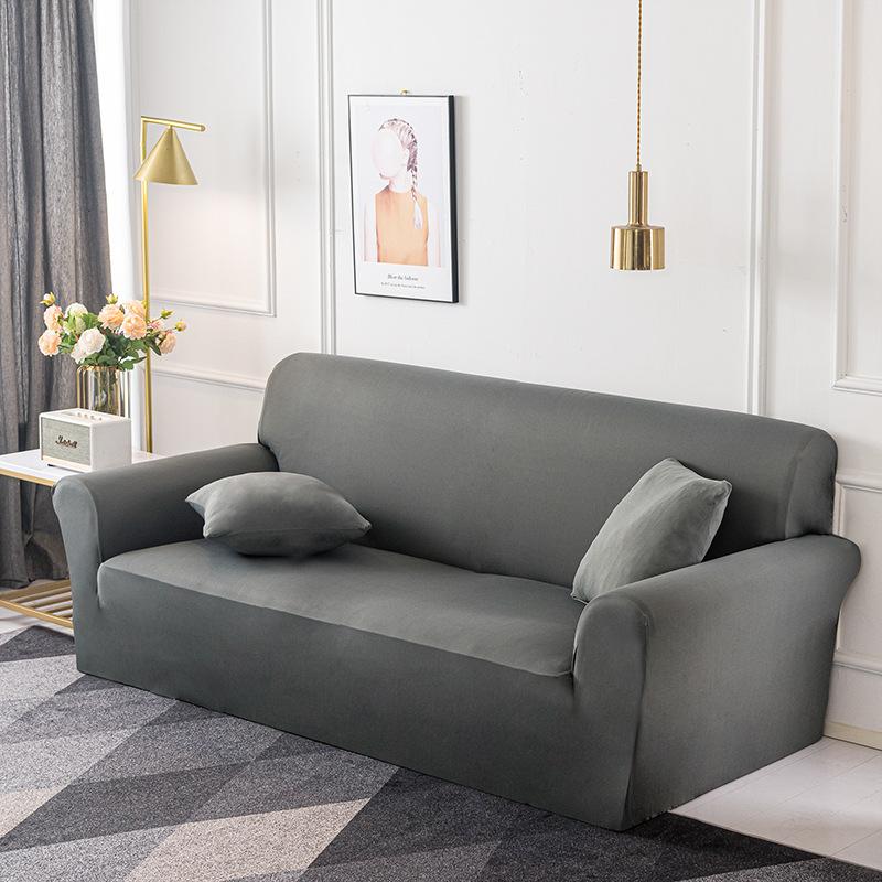 factory direct sales stretch sofa cover full-cover solid color simple home knitted fabric sofa cover