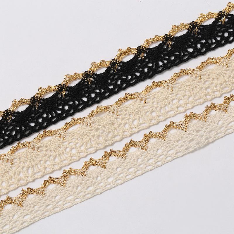 in stock wholesale gold silk cotton lace sofa curtain lace clothing accessories diy material large quantity can be discounted details Picture