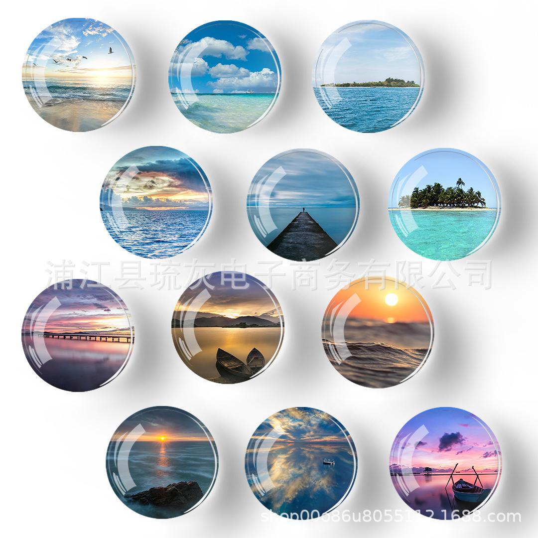diy creative crystal glass fridge magnet whiteboard sticker sea series company logo tourist souvenir