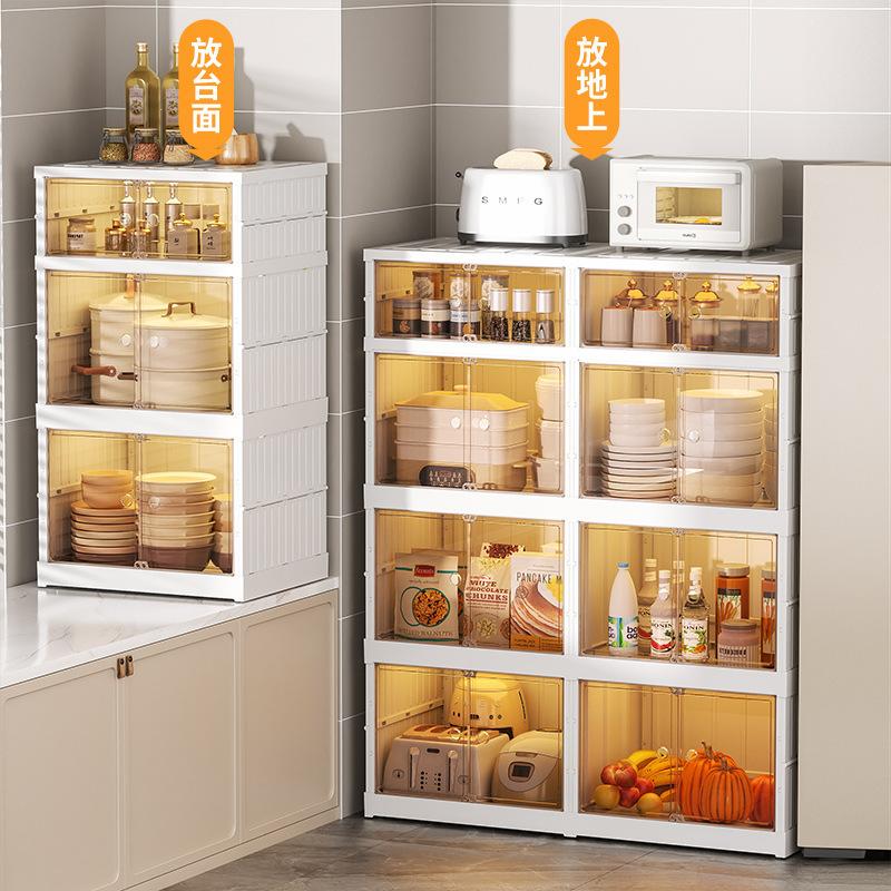 integrated installation-free kitchen storage cabinet double door multi-layer kitchen storage rack oven bowl dish kitchen cabinet storage