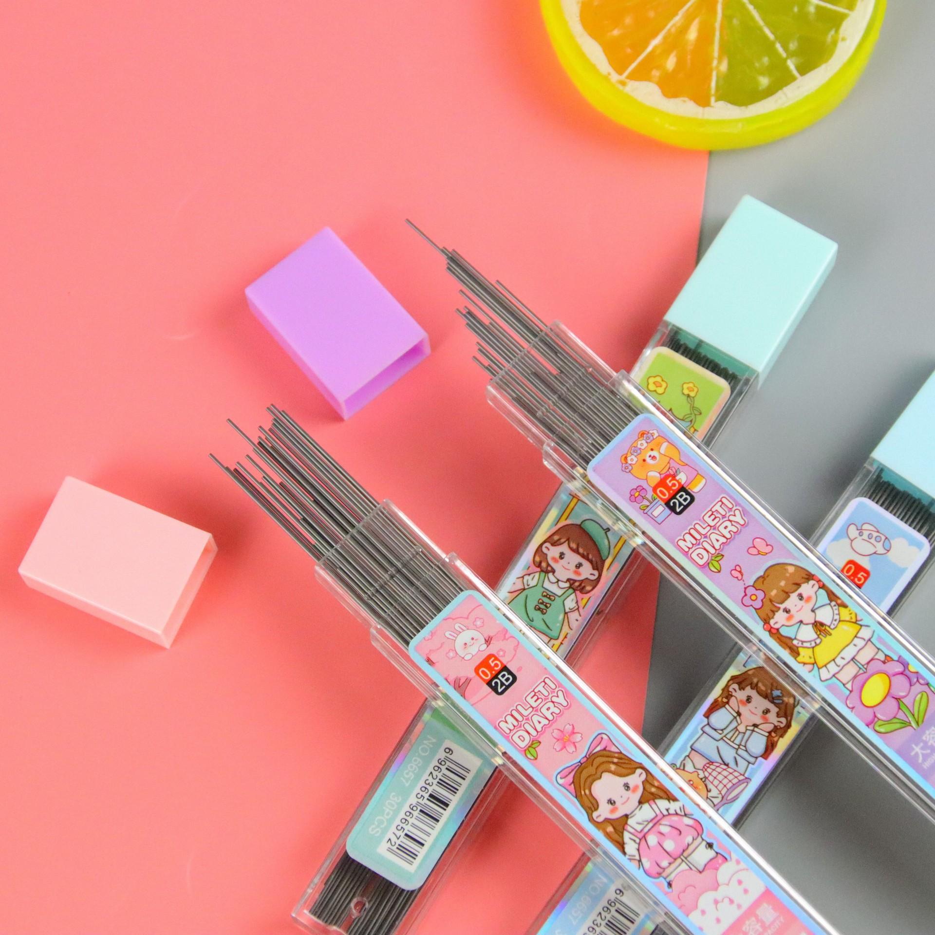good-looking girl heart mechanical pencil lead retractable pencil accessories refill 0.5 mm2b polymer lead refill stationery wholesale details Picture