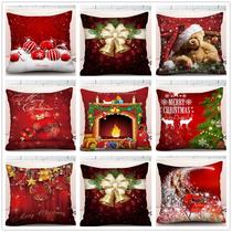 Exclusive for Cross-Border Santa Claus Snowman Deer Linen-like Pillow Cover Cushion Cover Digital Printing Christmas Pillow Cover