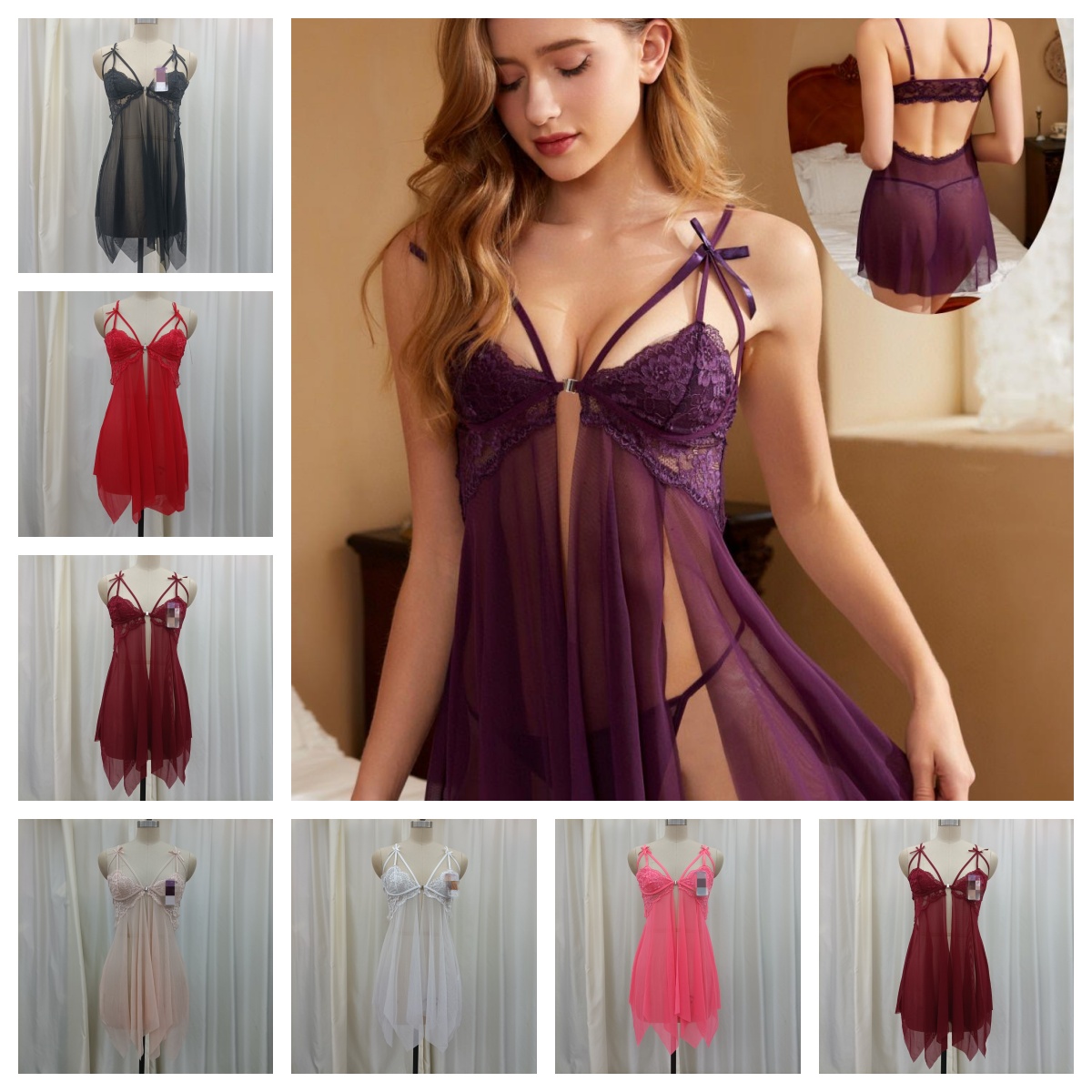 睡衣女透视性感/睡衣/性感睡衣/内衣情趣用品/成人用品女透视性感白底实物图