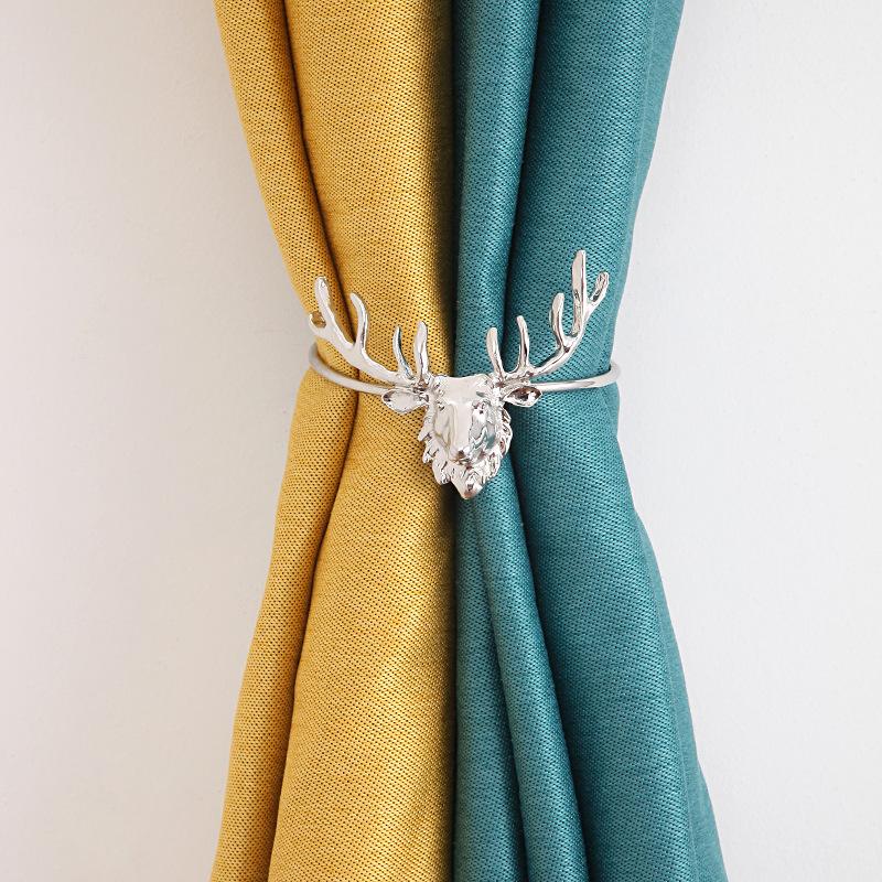 non-perforated curtains straps simple and light luxury metal animal head one deer have you deer head diy replaceable curtain buckle full figure