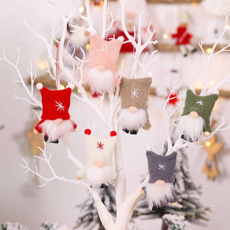 Christmas Decorations New Wool Knit Fabric Faceless Doll Creative Little Doll Christmas Tree Decorations Wholesale