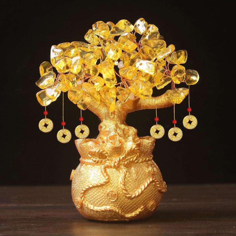 citrine pachira macrocarpa money tree lucky bag purse resin decorations tv wine cabinet decoration craft decoration wholesale