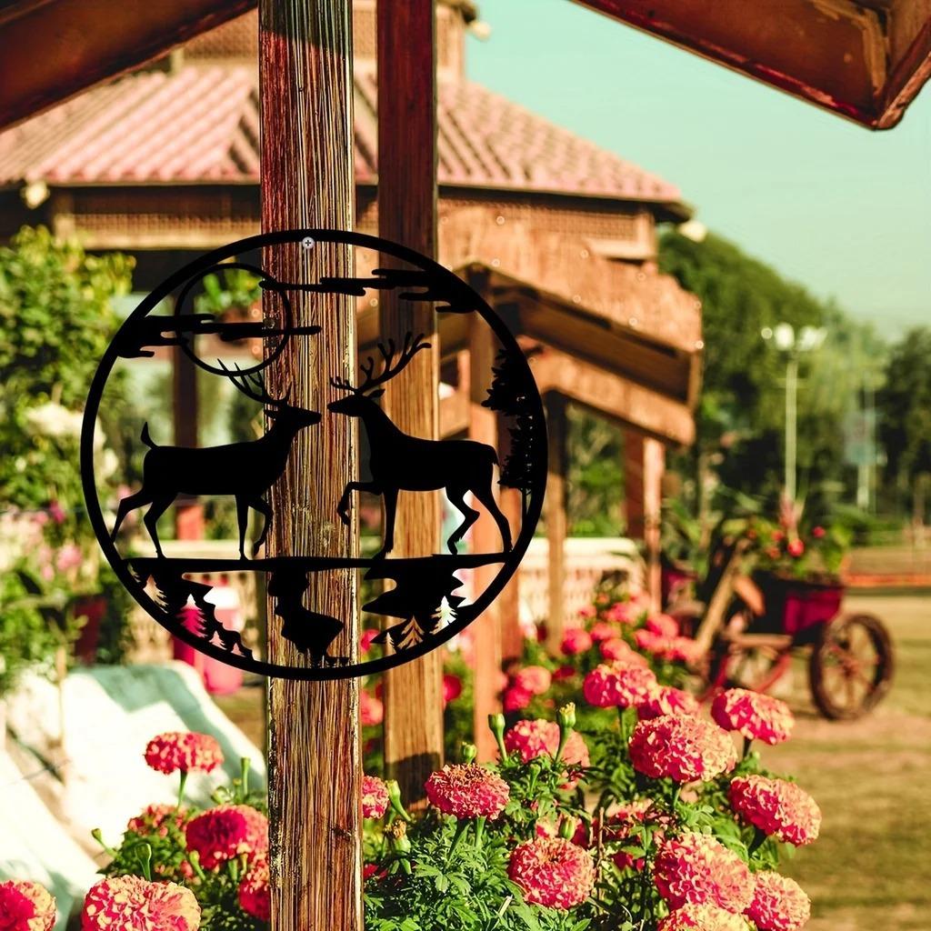 iron art 1 piece metal metal deer wall art, moon mountain wall art wall hanging decoration cross-border hot Application Scenario