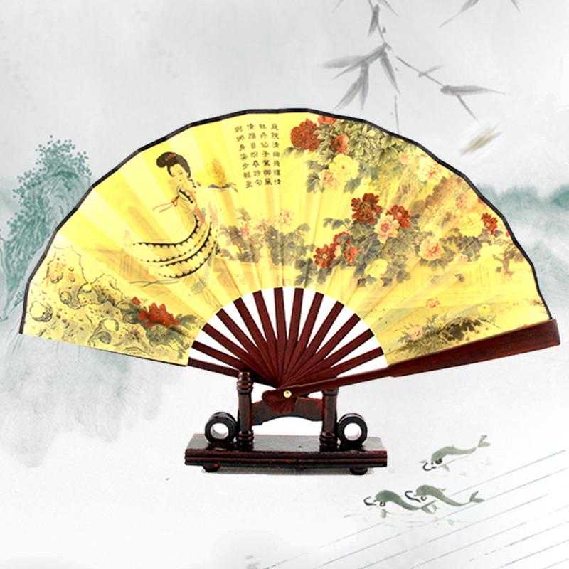 new 8-inch antique double-sided wooden fan folding fan decorative fan male fan classical redwood-like stall factory wholesale