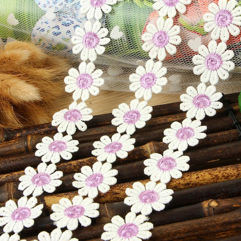best-selling in stock 2.5cm hot 10-petal multi-color chrysanthemum milk fiber lace color embroidery lace Item Picture