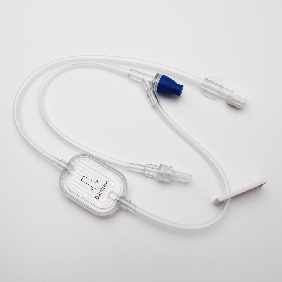 medical disposable infusion iv extension kit with 0.2 micron filter full figure