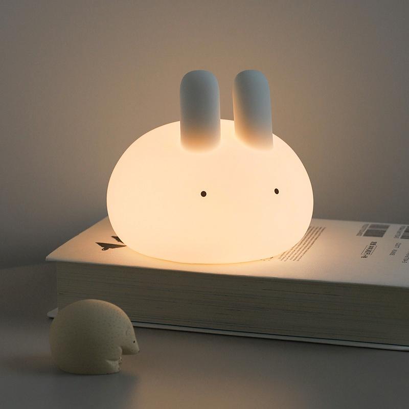 New Cross-Border Maruko Rabbit Night Light Cute Cute Ear Desktop Timing Warm Silicone Night Light