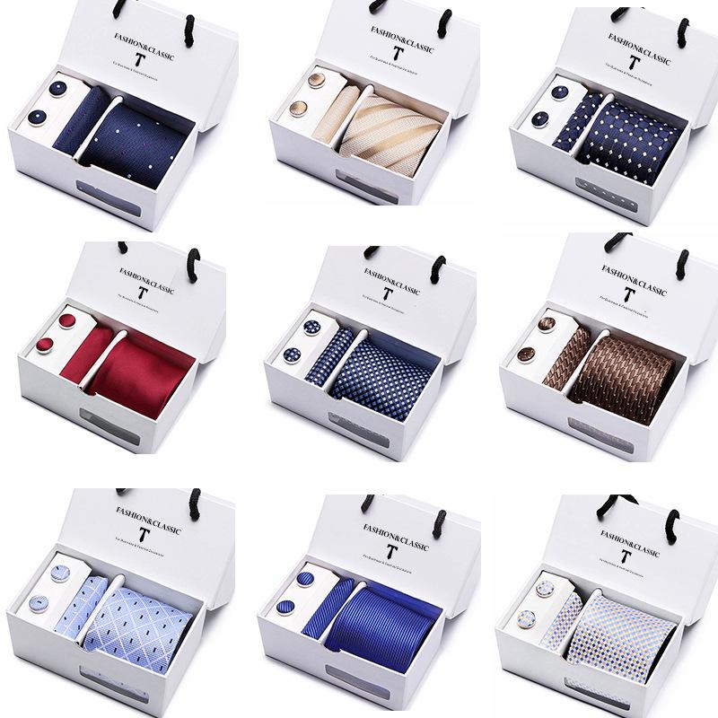 men's tie in stock gift box 5 pieces suit team necktie business formal wear wedding tie factory wholesale