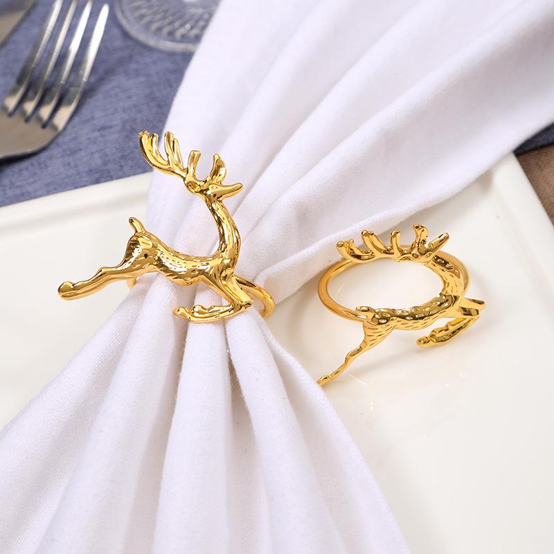 christmas high-end western restaurant christmas metal christmas deer elk napkin buckle napkin ring napkin ring details Picture