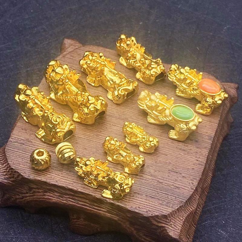 new color-preserving gold-plated jewelry accessories 10mm six-word proverb beads copper coin round beads accessories diy sand gold jewelry