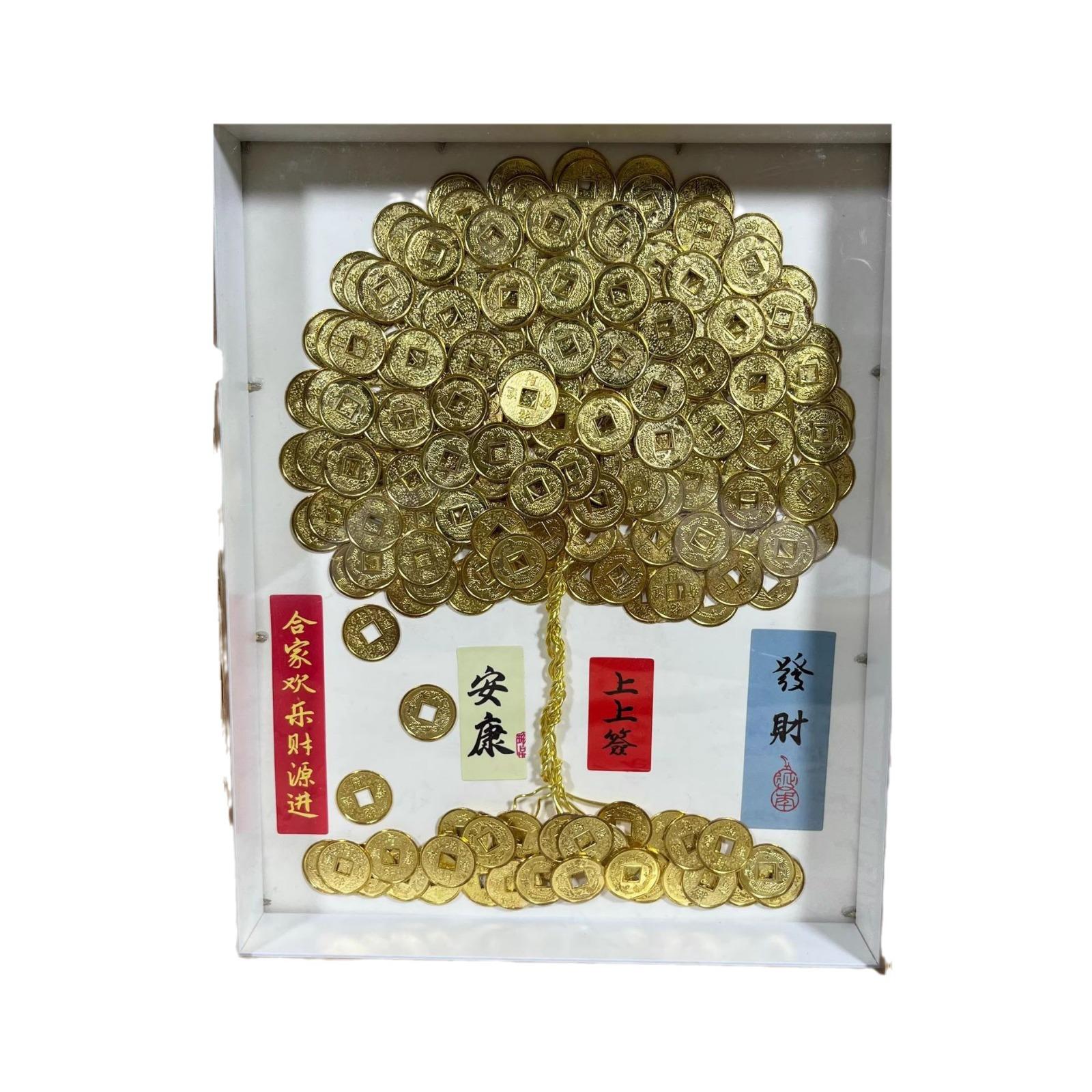 diy money tree opening fortune gold coin swing hallway gift fortune photo frame handmade money tree photo frame decoration diy Item Picture